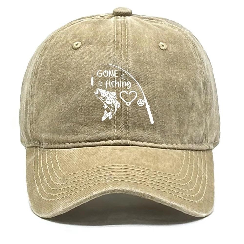 Print Design Peaked Cap Washed Finish Adjustable Cap Perfect Sun Hat Camping Hiking