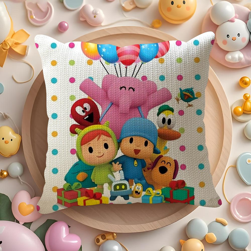B-Boy-Girl-Pocoyo Kissenbezug Natürlicher Leinen Bio-Stoff Beidseitiger Druck Sofa Heimdeko Geschenk Kissenhülle