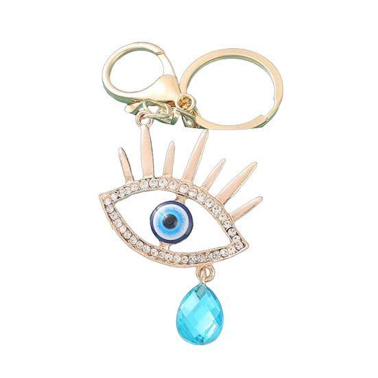 Yousheng Keychain Sparkling Rhinestones Blue Eye Pendant Keychain Lobster Clasp Key Holder Bags Keys Mobile Phones синий