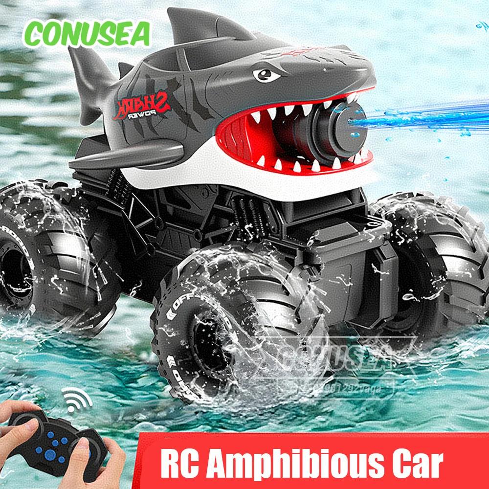 Amphibious RC Car Shark 2 In1 Electric Spray Water Gun 10M Long Range 2.4G Radio Control Offroad Buggy Vehicles Racing Cars Toy