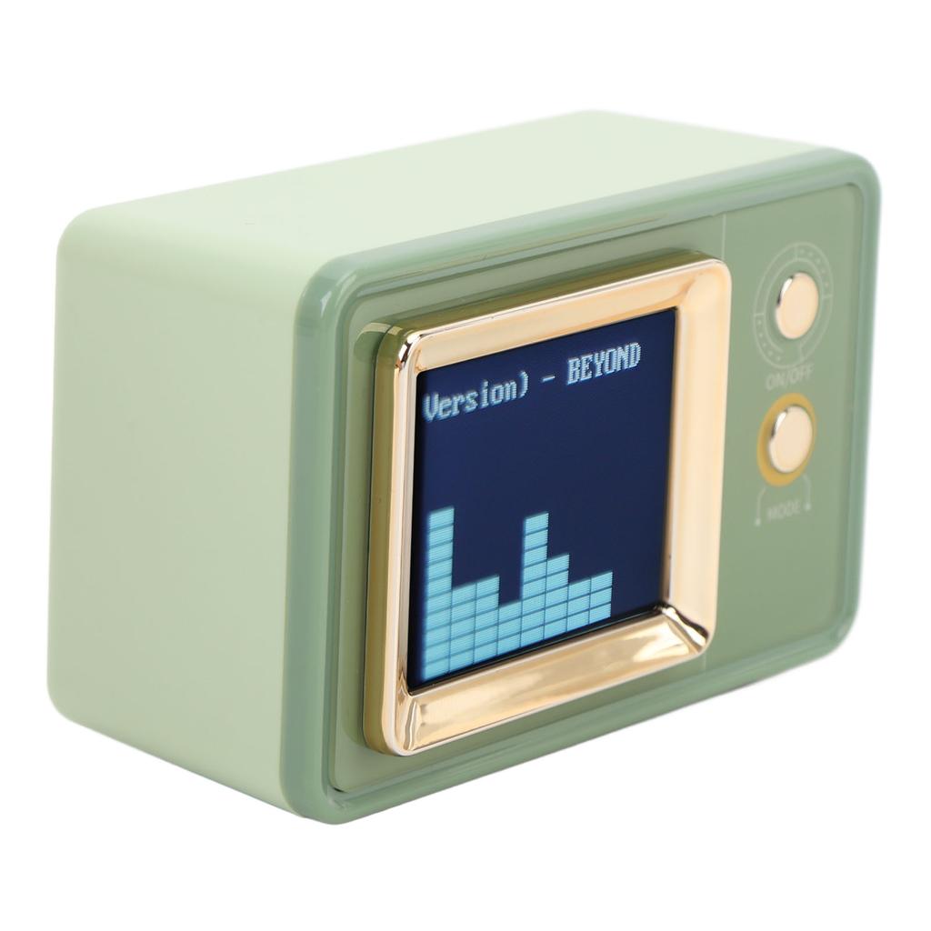 Compact BT Speaker Dynamic Scene Lyrics Desktop Clock Calendar Projection Screen Speaker for Daily and Party Retro Green