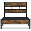 Metal Bed Frame Without Mattress Smoked Oak Finish 107 X 203 Cm