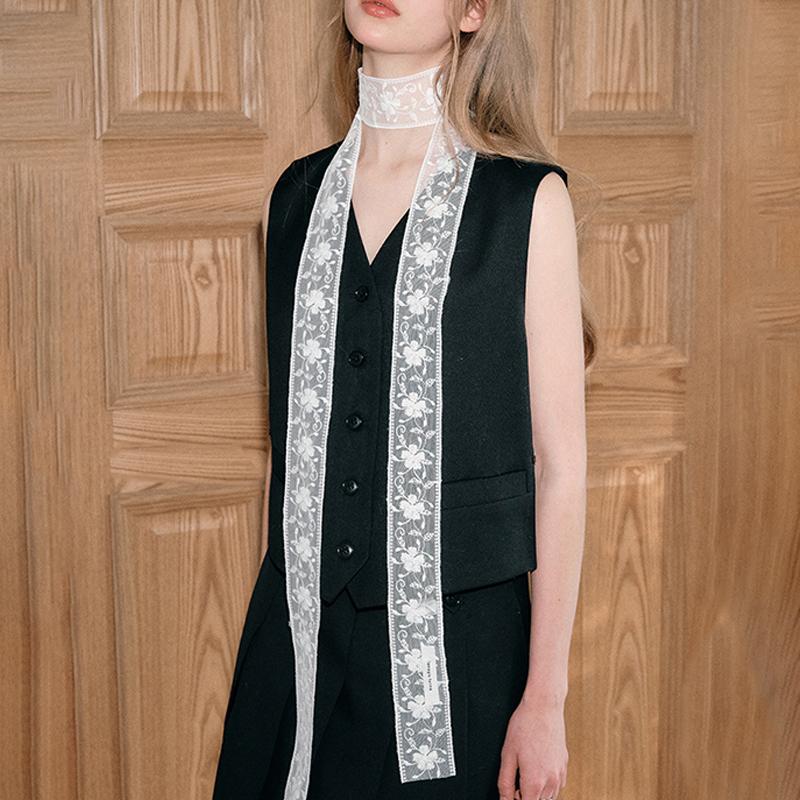 French Lace Scarf Summer Hollow Embroidery Long Ribbon And Belt Accessories