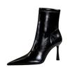 European and American Fashion Banquet Women's Short Tube Thin Heel Super High Heel Pointed Winter Side Zipper Short