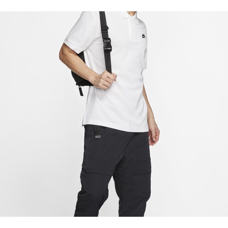 Nike Sportswear Embroidered Letter Logo Solid Color Casual Short Sleeve Polo Shirt Men Tops White CJ4457-100
