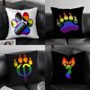 1pc Bisexual Furry Paw Pride Pillow Case Square Bedroom Sofa Leisure Comfort Cushion Car Living Room Home Decoration