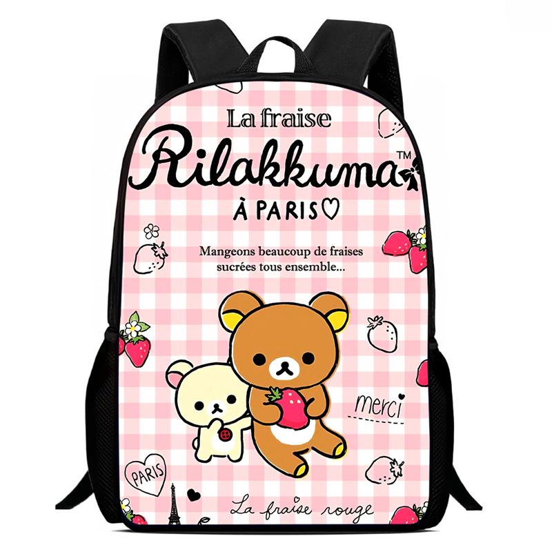Strawberry Bear School Bag High Definition Printing Multi-Function Oxford Lightweight Backpack