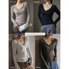 Minimalist Modale V Neck T Shirt For Women With Snake Bone Pattern For Autumn Winter Casual Wear