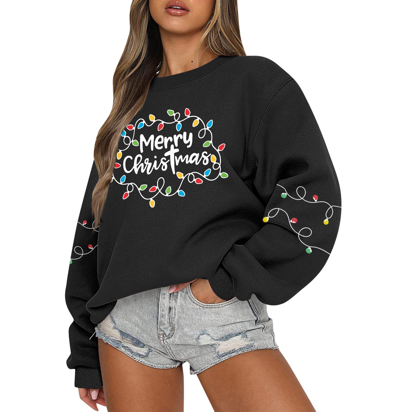 

Женские топы Женский свитшот с длинным рукавом Повседневный с круглым вырезом Свободного кроя Пуловер Флисовые топы XL белый