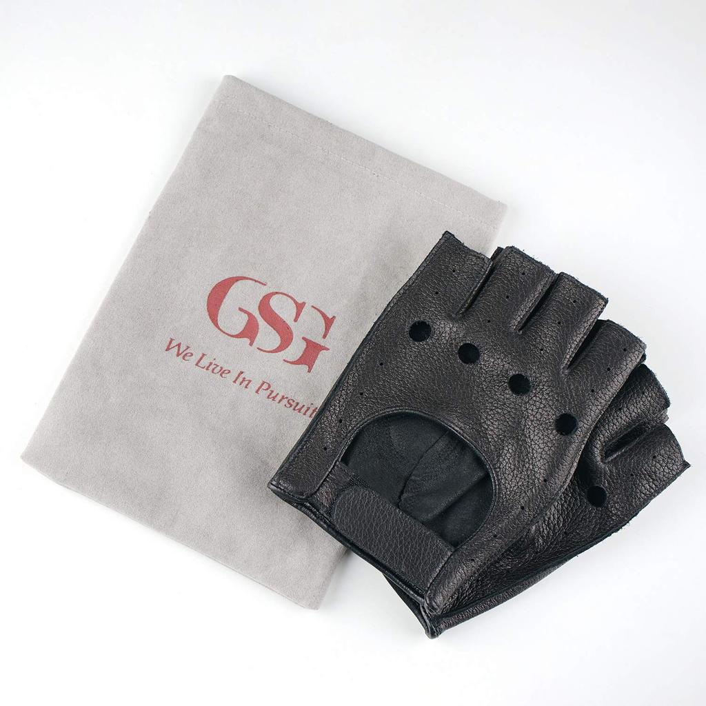 GSG Deerskin Driving Leather Gloves with Thimble Perfect for Summer and Popular and Model 200643 Men's Gloves, Half-Finger Holes, Driving, Cars,