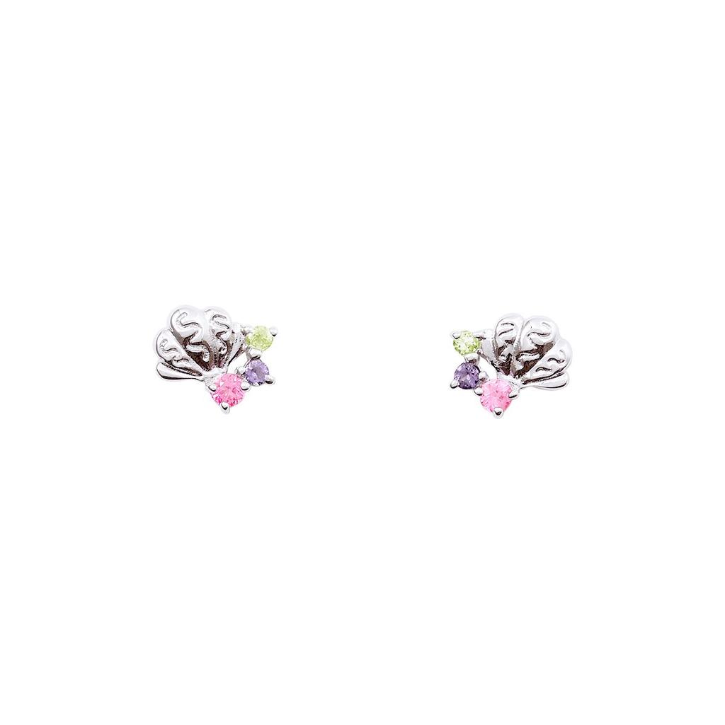 The Kiss Disney Princess Ariel 10K White Gold Earrings (Disney Collection) Women's DI-WPE1801PSP