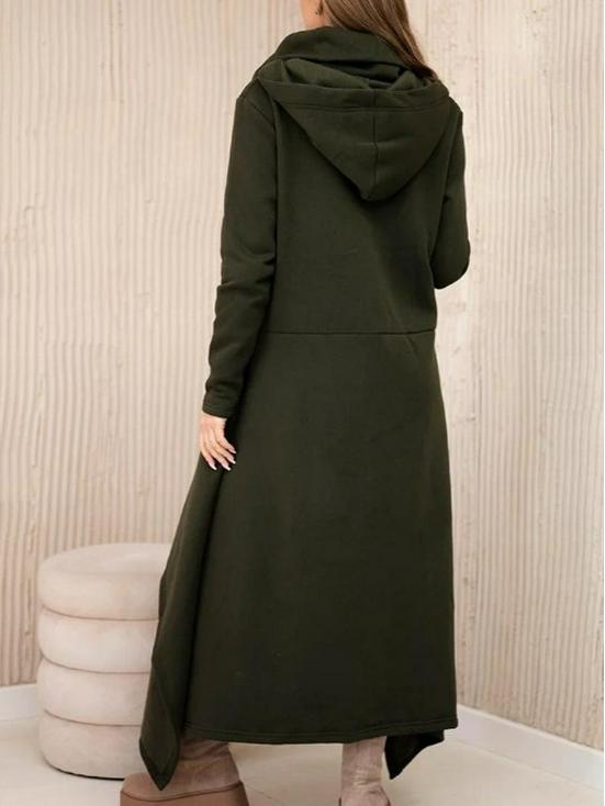 European-American 2025 Autumn/Winter Women's Hooded Zipper Sweatshirt Dress - Solid Color, Loose Fit, Versatile Fashion.