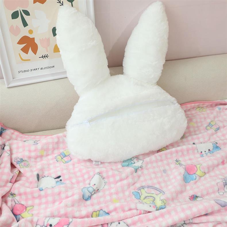 Cartoon Rabbit Plush: Pillow & Blanket Combo for Car/Home