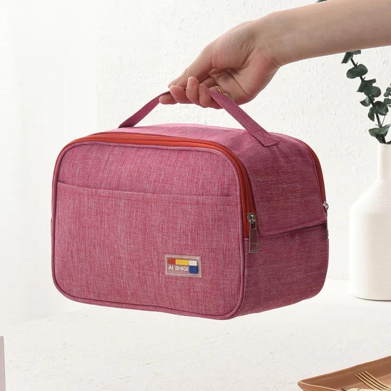 Aluminum Foil Lunch Bag Thermal Waterproof Oxford Cloth Cooler Insulated Bag Bento Bags Portable Large Capacity Rice Bag Handbag