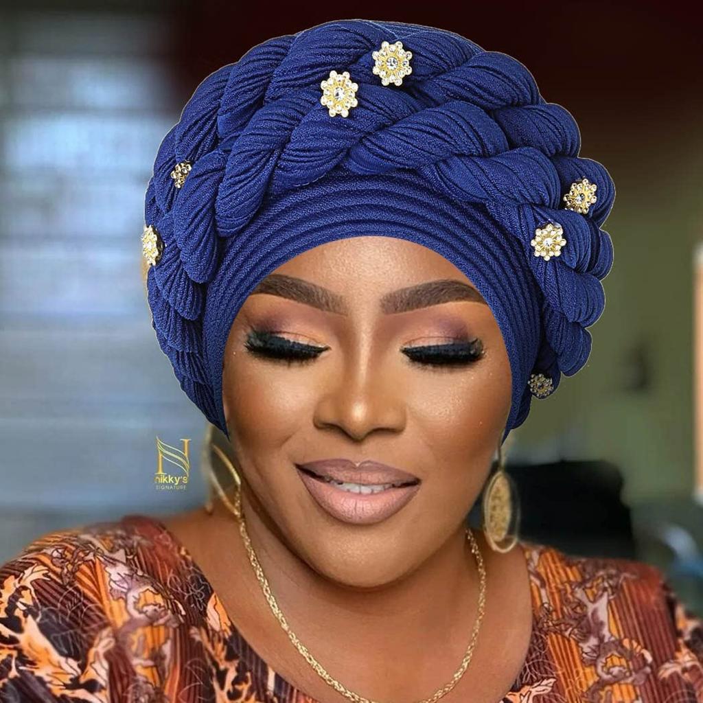 Gerippte Diamanten Zopf Turbanmützen für Damen