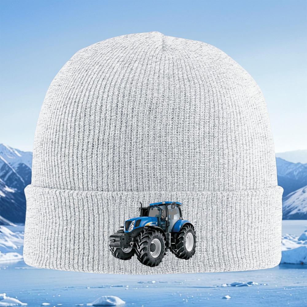Blå traktor med svarta hjul Unisex Dam Unisex Stickad mössa Mössa Pullovermössa Vinter Värme Varm Jul Utomhus Cykling Hej
