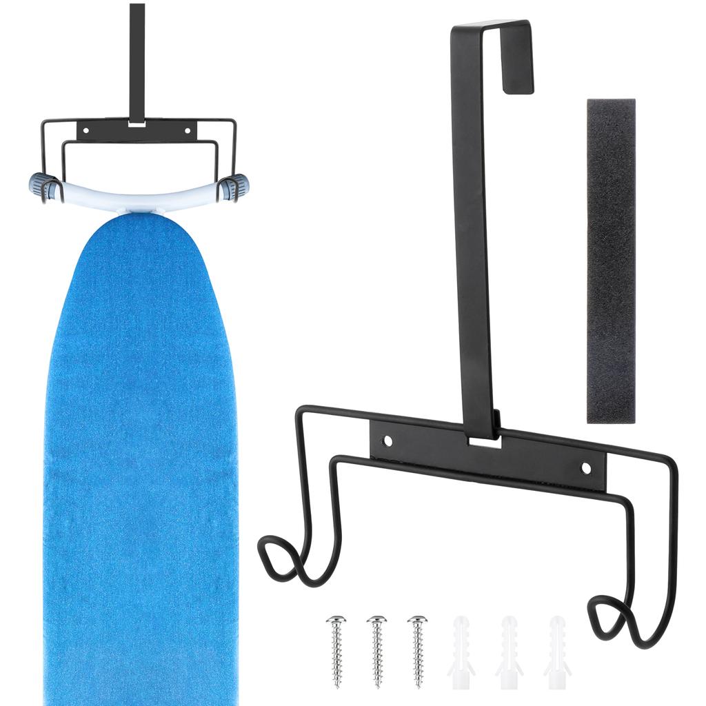 Ironing Board Holder Wall Mount/Over The Door Ironing Board Hanger, Sturdy Metal Iron Boards Organizer For T/Y Leg Ironing Board