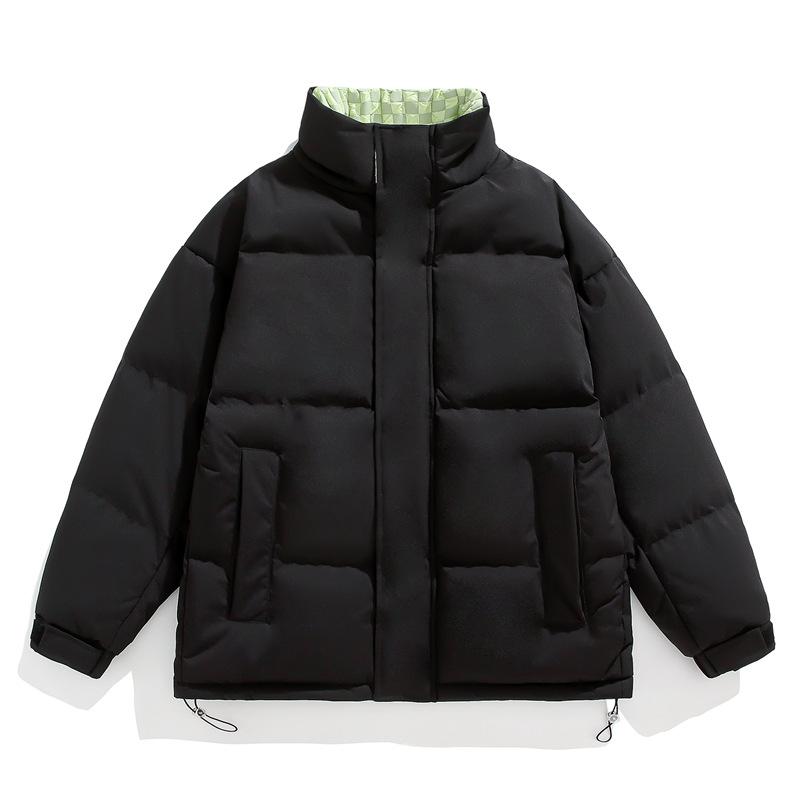 

Stand-up collar cotton-padded clothes for men s winter windproof velvet thickened cotton-padded clothes for couples for women thickened cotton-padded S чорний