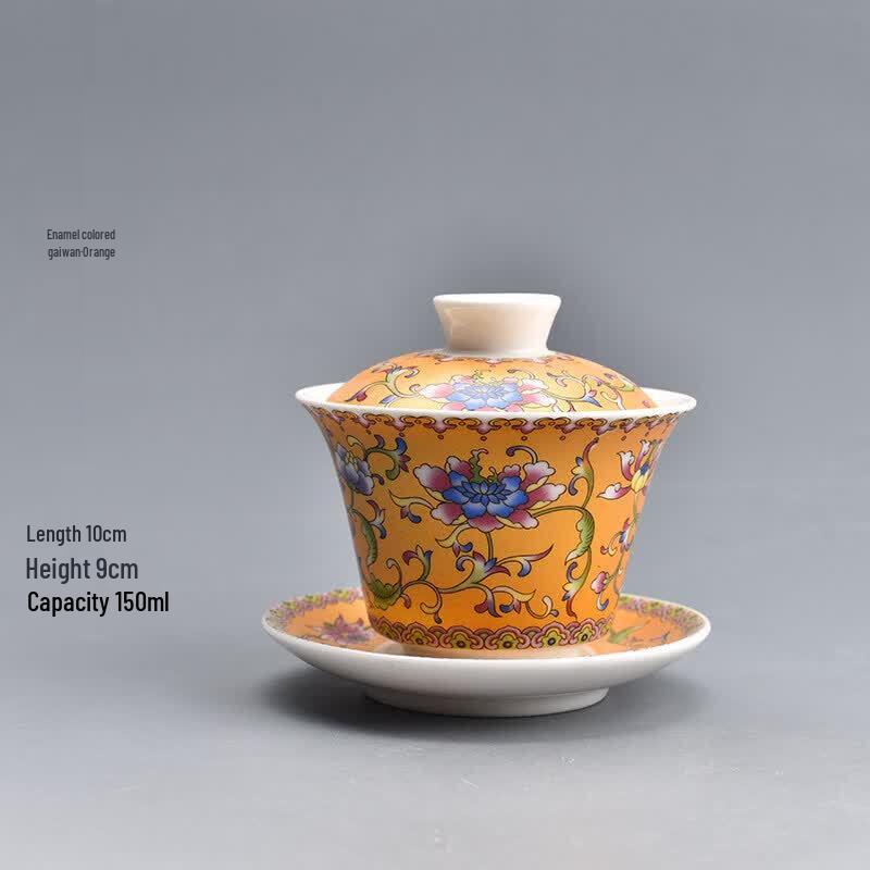 Hand-Painted Style Blue & White Ceramic Gaiwan