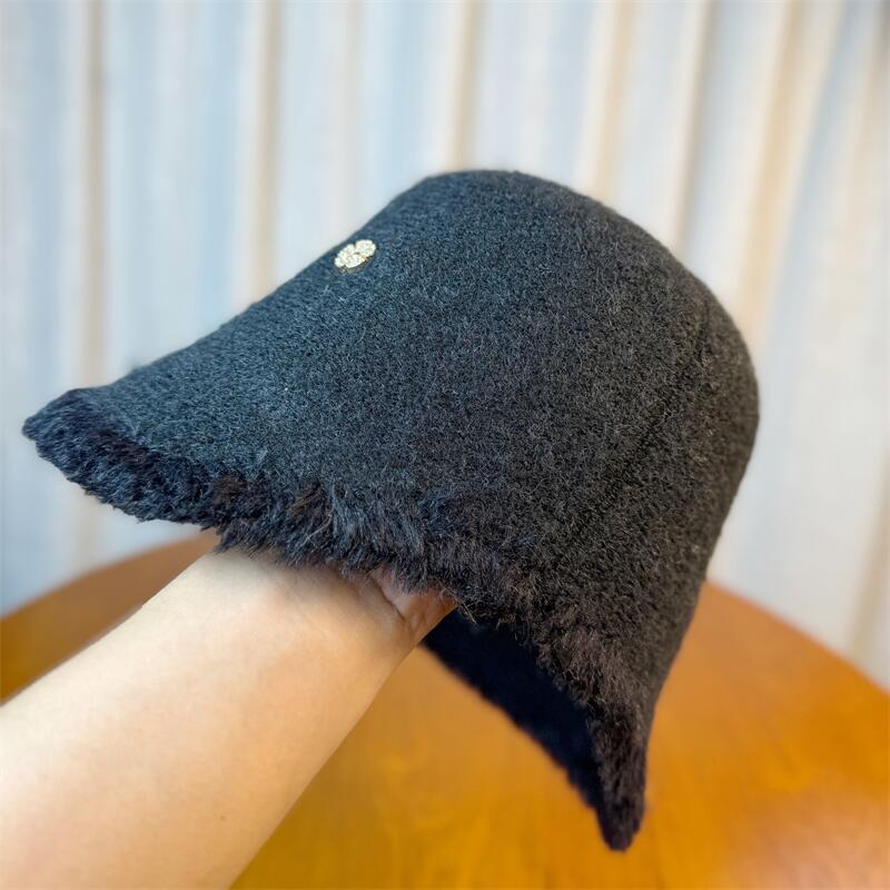 

Wool Knitted Bucket Hat Women s Autumn and Winter Korean Style Simple Letters Versatile Warm Basin Hat Japanese Fashion Fisherman Hat one size