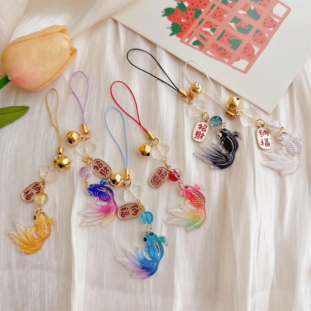 Colorful Fish Star Beaded Phone Charm Pendant Handmade Sturdy Acrylics Fashion Accessory for Trendy Look Daily Use