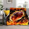 Flaming Football Artwork Blanket Flannel Blanket for Bed, Sofa, Camping, Hiking, Picnic Essentials, Gift for Family Fan Gifts