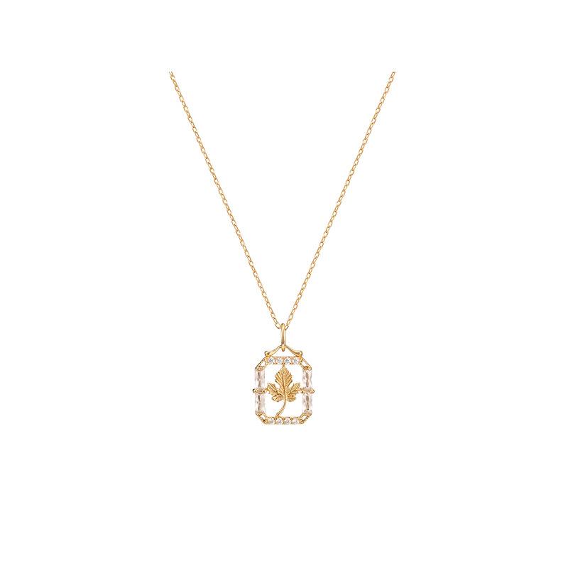 Leaf Necklace Female Niche Design Retro French Lamp Luxury Temperament Clavicle Chain Necklace Premium Durable