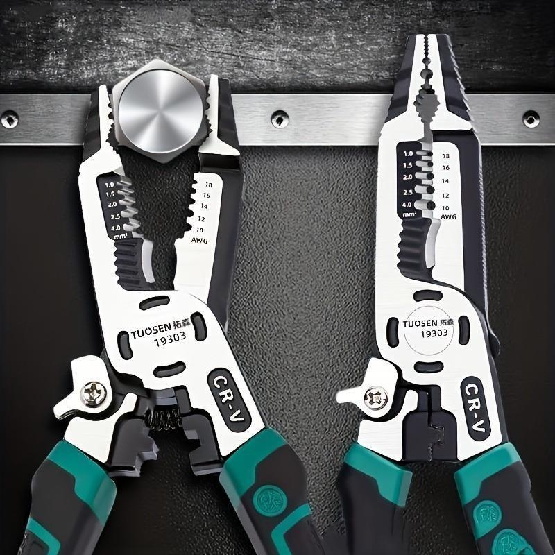 1pc Electrician's Wire Cutting Pliers, Multi-Purpose Wire Stripping Tool, High Carbon Steel Vise