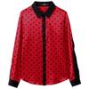 Office Lady Polo-Neck Vintage Polka Dot Shirt Spring Commute Female Button Long Sleeve Spliced Blouse Stylish Women's Clothing