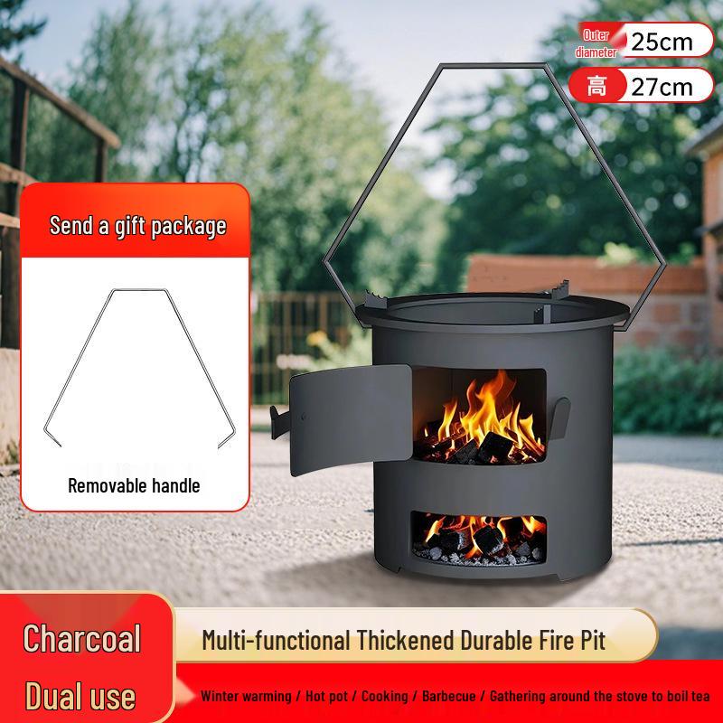 Portable Outdoor Firewood Stove: Multi-Functional and Thickened for Camping, Picnics, and Tea Brewing