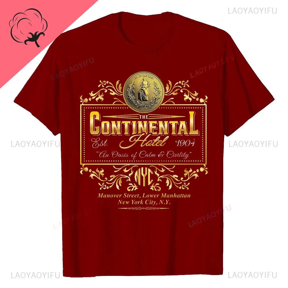 John Wick Movie Printed T Shirt Continental NYC Adult Short Sleeve Action Thriller Vintage Style Graphic Oneck Summer Tees