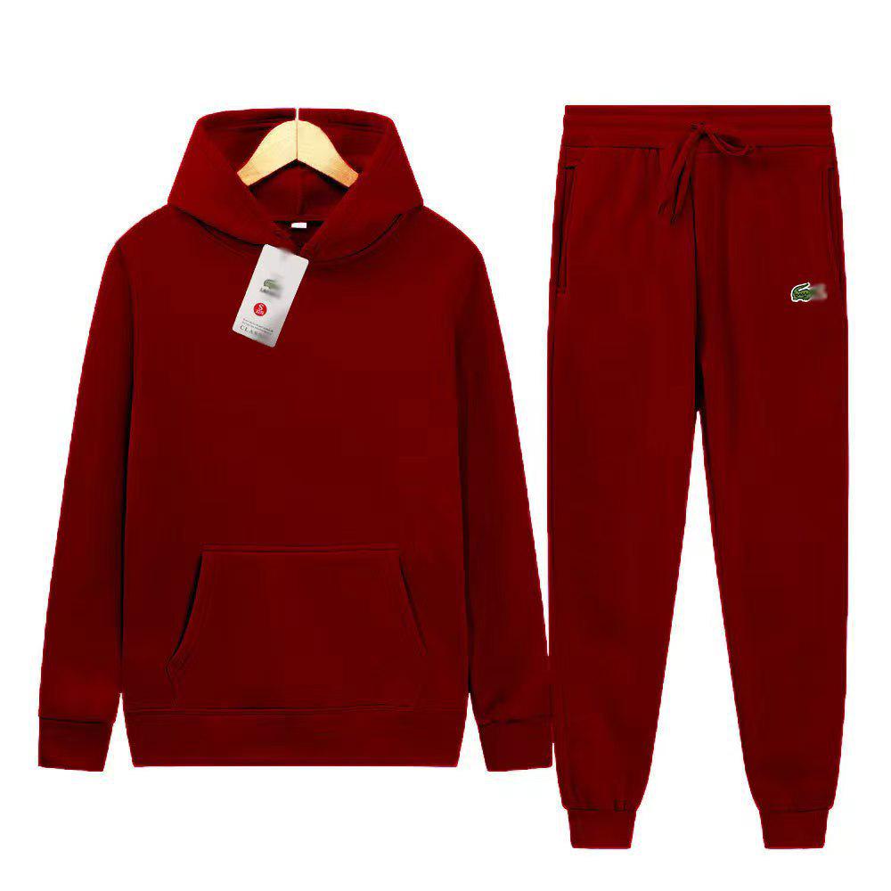 Set Hanorac și Pantaloni de Trening pentru Bărbați cu Logo Crocodil Brodat - Colecția de Toamnă, Brand Trendy Francez, Îmbrăcăminte Sport Casual