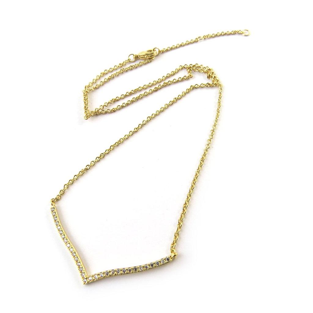 Les Trésors De Lily [N7125] - Gold-Plated Necklace 'Sissi' White Gold - 40x3 Mm