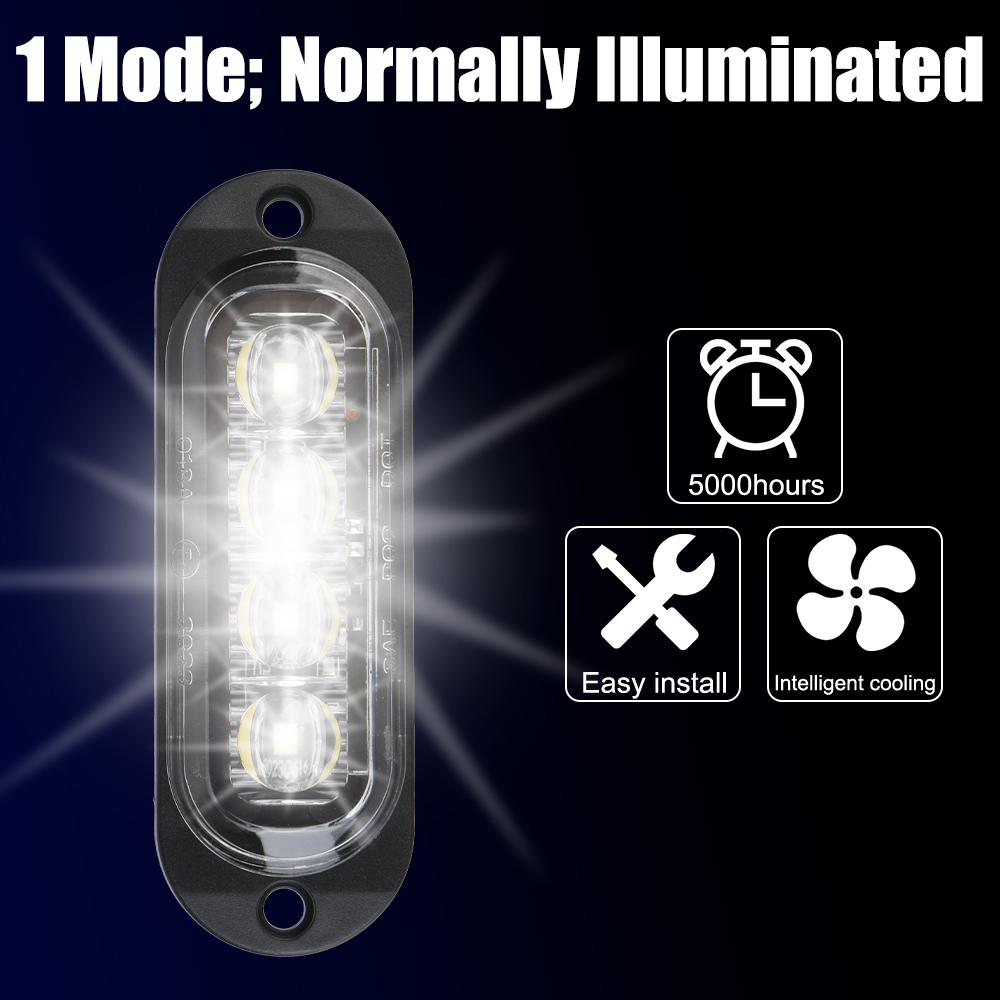 Universal DC 12V 24V Car Truck Trailer Beacon Lamp LED Side Light 4LED Waterproof Warning Light Marker Light