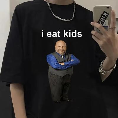 Bertram Eats Kids T-Shirt Ich esse Kinder Männer Frauen Reine Baumwolle Kurzarm T-Shirts Lässiges Lockeres T-Shirt Tops Harajuku Streetwear