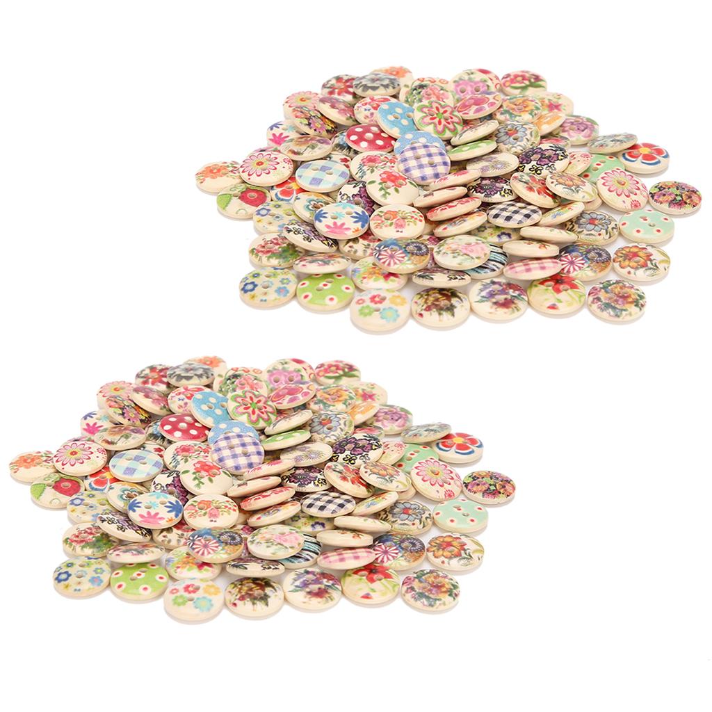 200Pcs Wooden Sewing Buttons 15mm with Assorted Colors for Crafts Making Clothing Sewing
