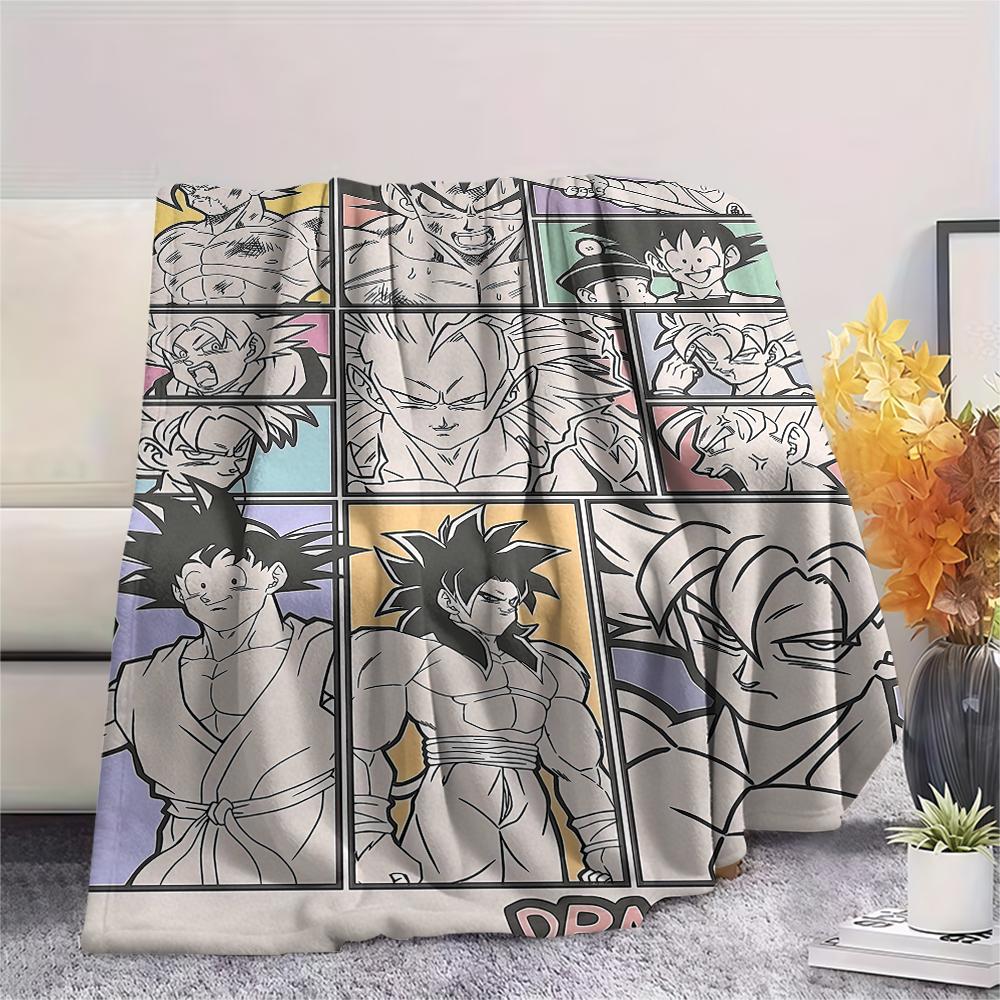 Coperta in Flanella con Stampa Personaggi Dragon Ball, Alta qualità Confortevole per Tutte le Stagioni, Arredamento per la Casa, Calore e Comfort, Perfetta per Regali di Natale