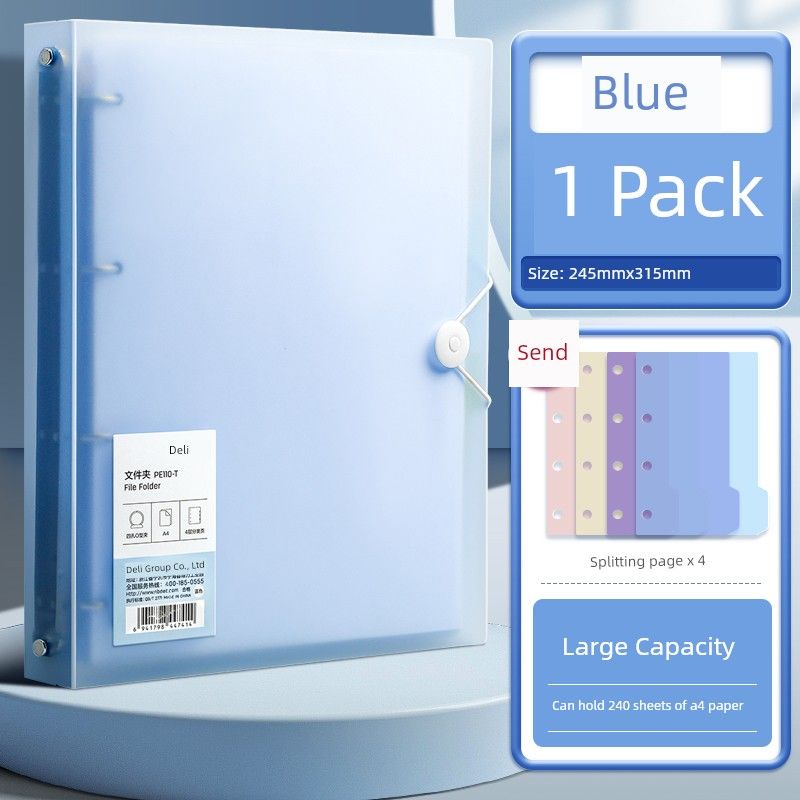 

Binder Get Puncher Paper Clip Info Booklet Storage Transparent Book Clip Storage Paper Shell Insert Bag Binding Paper Clip Large Capacity Clip 1 Pack [Blue] Comes with 4 Separator Pages
