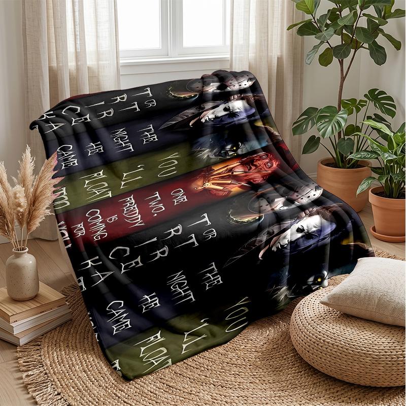 Horror Theme Blanket Soft Flannel Blanket Plush Throw Blanket Cozy Sofa Bed Blanket for Home Decor
