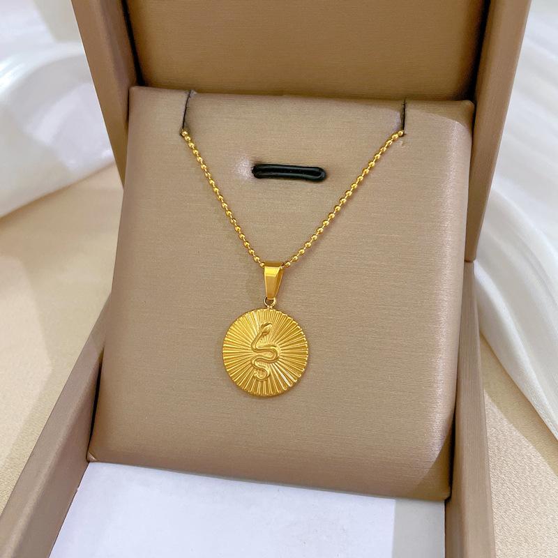 Geometric Planet Personality Minimalist Wind Furnace Real Gold Necklace Female Collarbone Chain