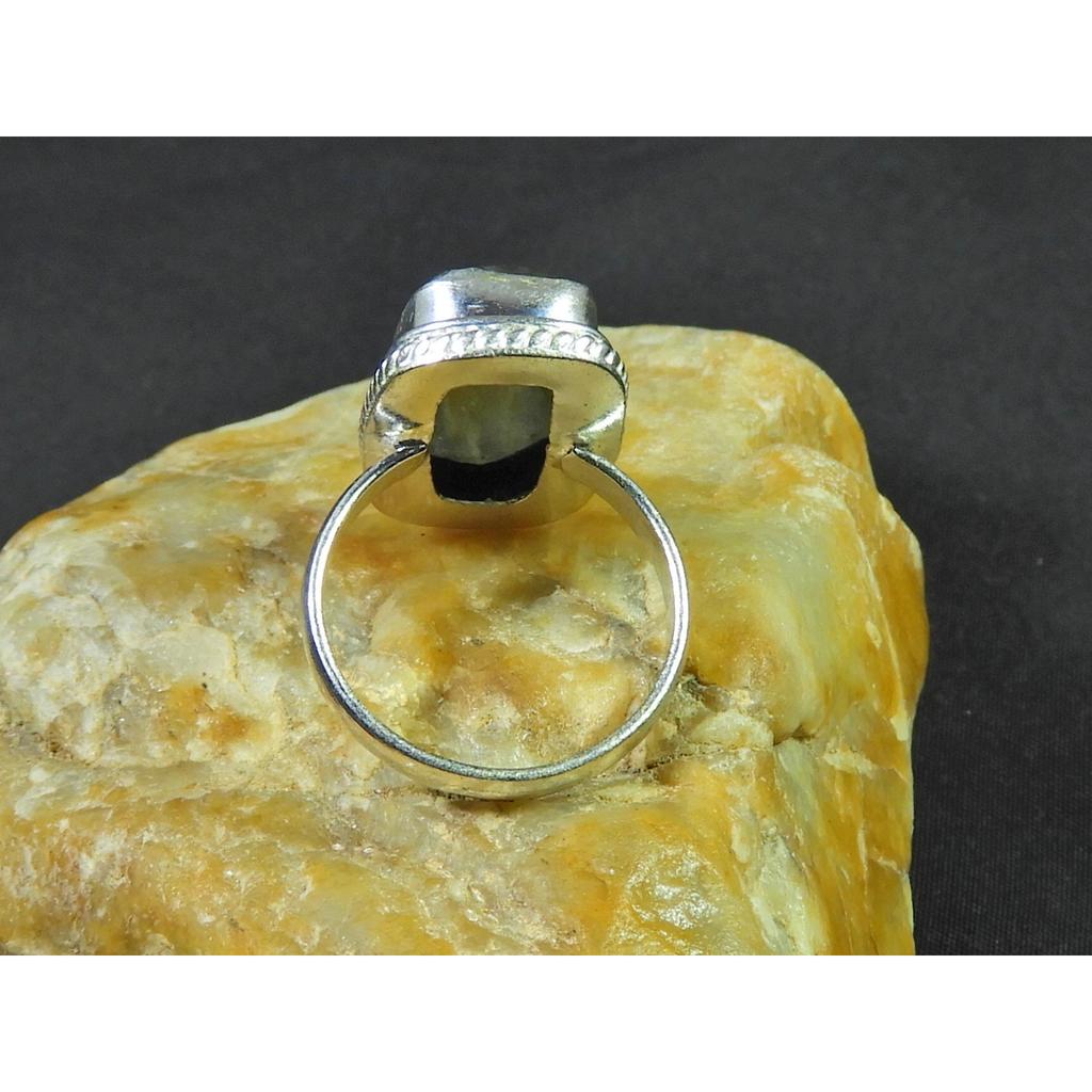 Natural Labradorite 925 Sterling Silver Octagon Handmade Vintage Ring US-7.5 MK-104