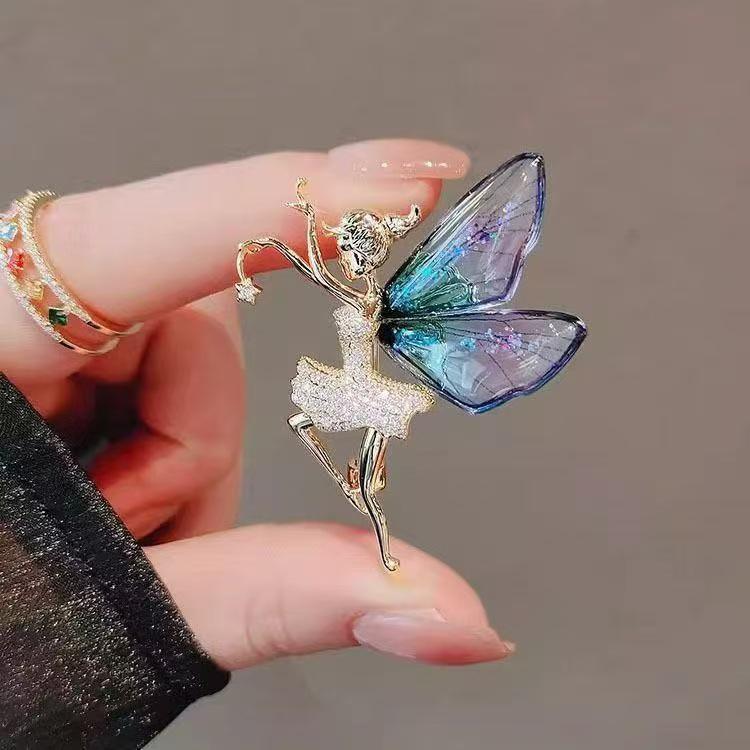 Angel Wings Luxury Dancing Girl Brooch - Elegant Corsage Accessory