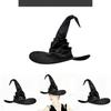 Curled Brim Witch Hat With Fabric Craftwork For Halloween Dress Up Accessories