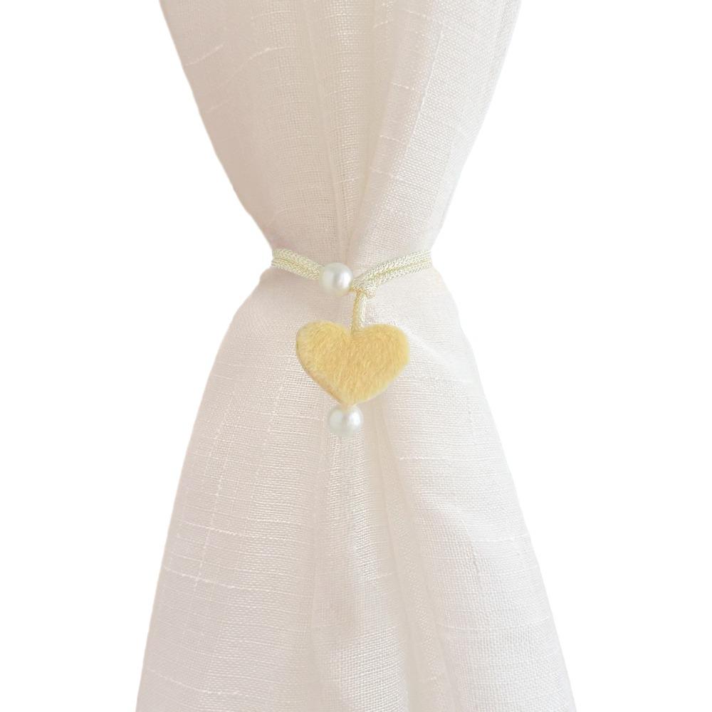 2PCS Drapery Cords Heart-shaped Curtain Tiebacks Romantic with Beads Window Curtain Holders Plush Curtain Strap Valentine's Day