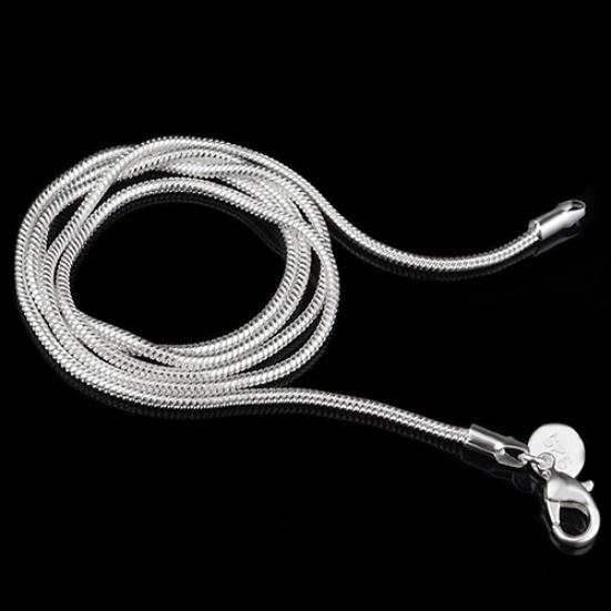 Damen-Halskette aus 925er-Sterlingsilber mit 2 mm Schlangenkette und Karabinerverschluss in schlichtem Design