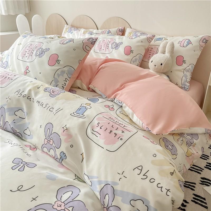 Cartoon Fresh Cotton Bedding Set 133x72 Thread Count Dorm