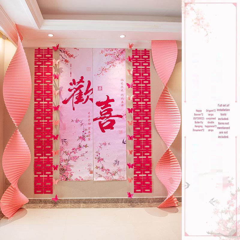 Wedding Decoration Set: Groom & Bride's Room Ornaments with Bunting & Robe Wall Décor