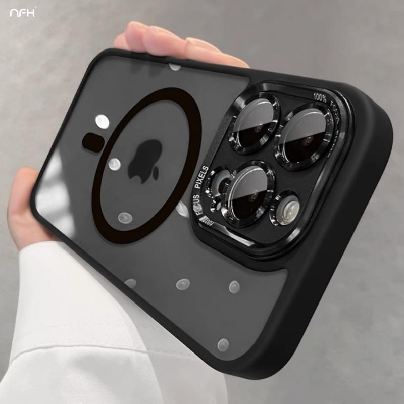For iPhone 15 16 Pro Max Luxury Magsafe Magnetic Color Frame Transparent  Phone Case For iPhone 12 13 14 Plus Protective Cover
