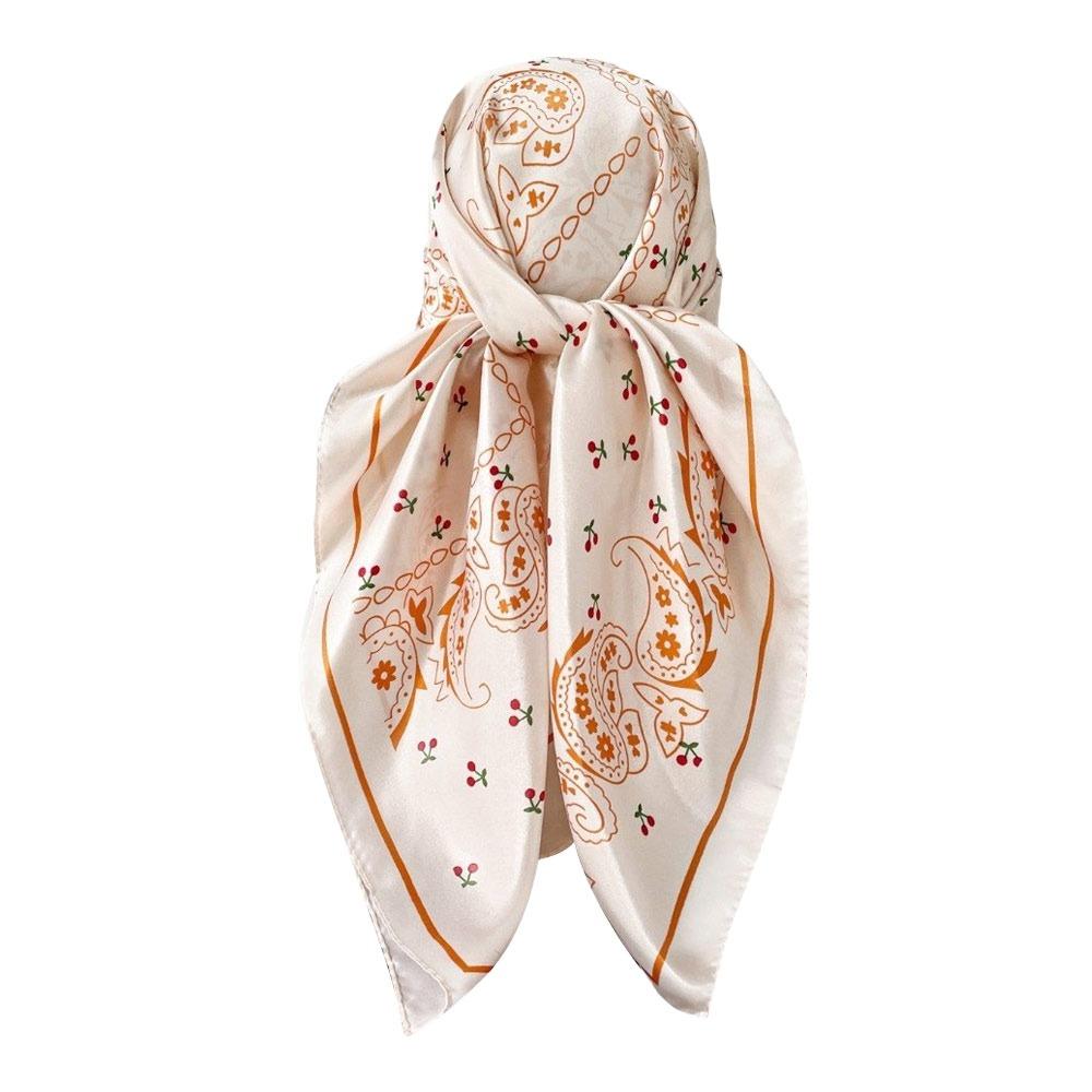 

70/90cm Paisley Hijab Satin Scarf Shawl New Headwraps Hair Accessories Orange-90CM