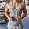 Men Low-Cut Sports Vest Fitness Men Loose Muscle Men Wait Lifting T-Shirt I-Shaped Split Waistcoat Gym